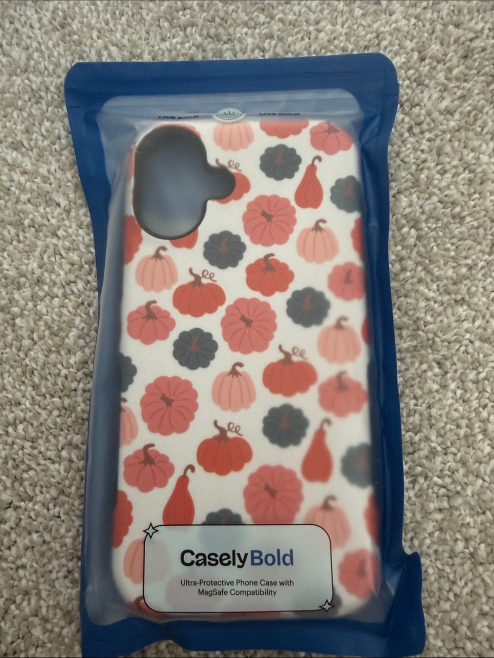 CaselyBold Pumpkin Print Phone Case - White & Orange iPhone 17